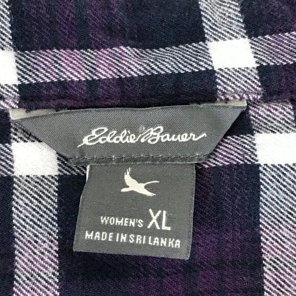 Eddie Bauer Plaid Popover Top Women's XL Roll Tab Woven 100% Cotton Outdoor - Picture 10 of 14